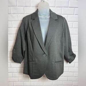 Torrid Studio Charcoal Gray Ponte Knit Blazer 3/4 Sleeve Size 1X NWT